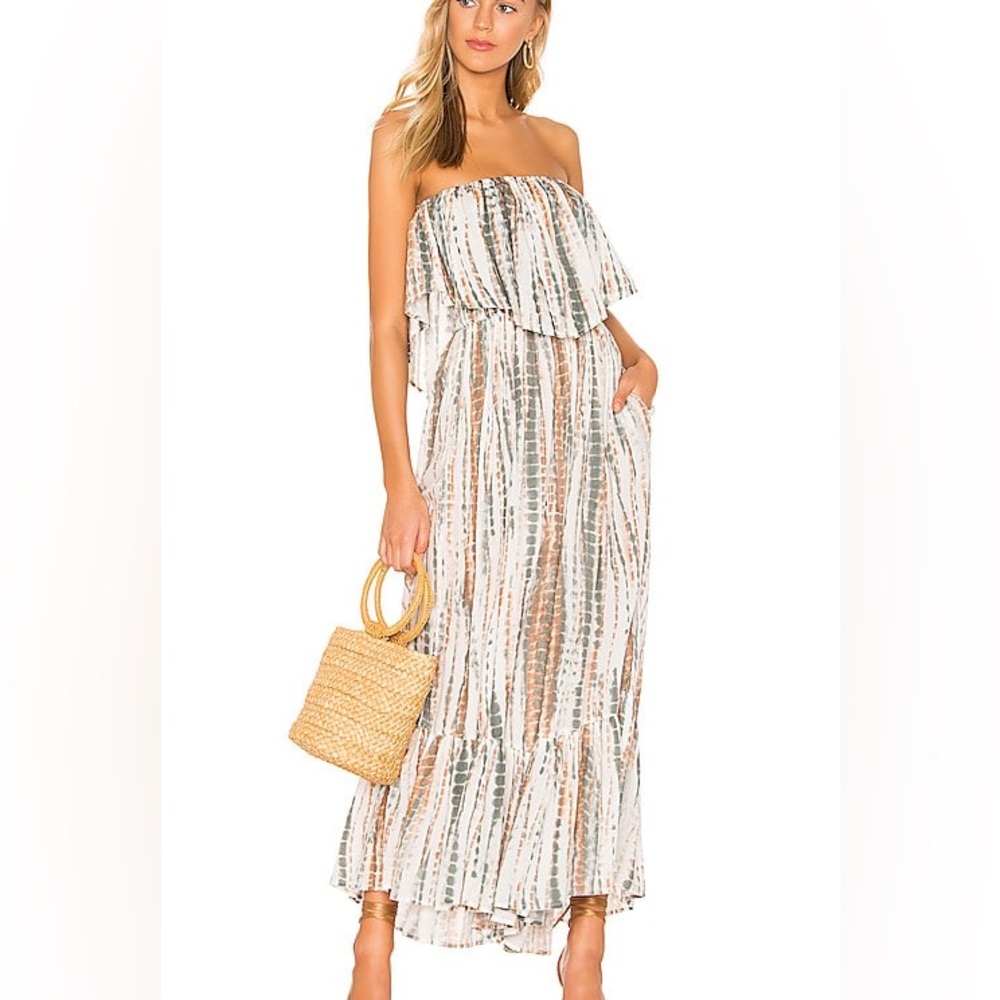 Free people Summer Vibes ruffle Jumpsuit in Ivory and stripes